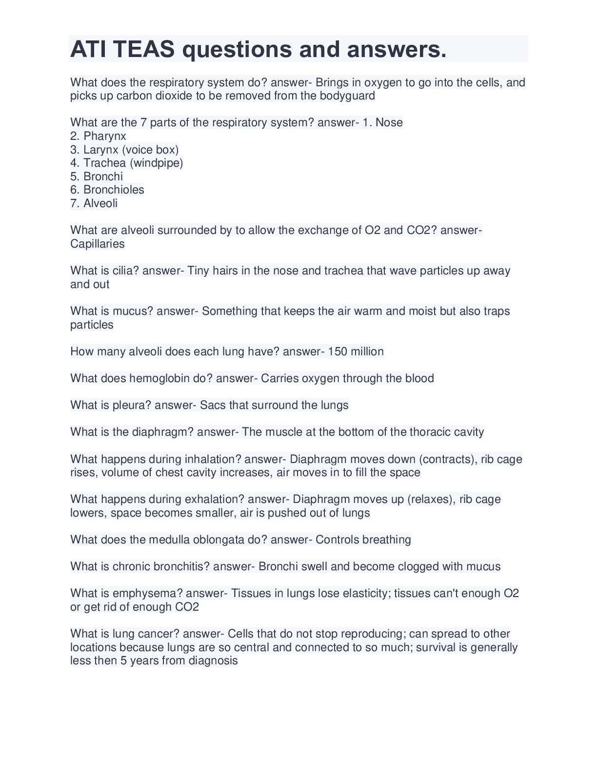 Preview image for ATI TEAS questions and answers,GRADED A